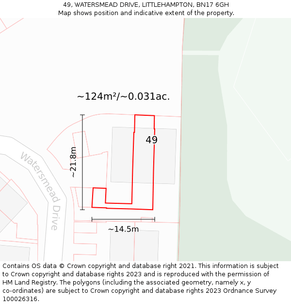 49, WATERSMEAD DRIVE, LITTLEHAMPTON, BN17 6GH: Plot and title map