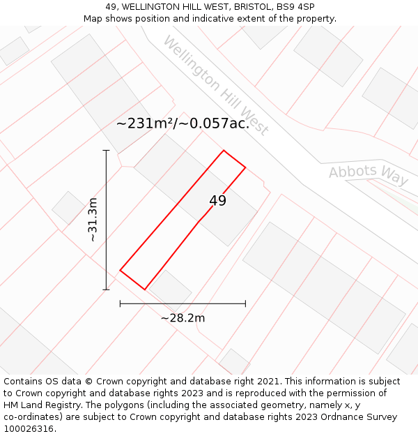 49, WELLINGTON HILL WEST, BRISTOL, BS9 4SP: Plot and title map