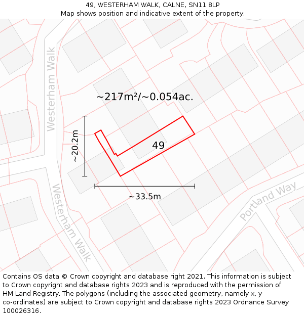 49, WESTERHAM WALK, CALNE, SN11 8LP: Plot and title map