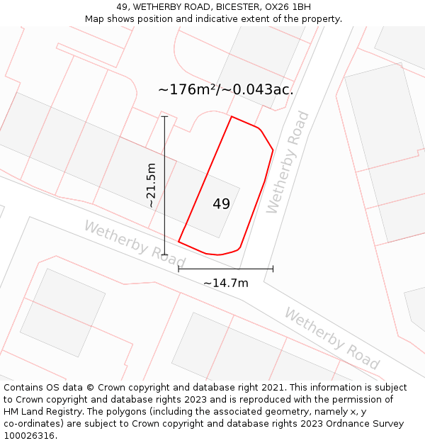 49, WETHERBY ROAD, BICESTER, OX26 1BH: Plot and title map