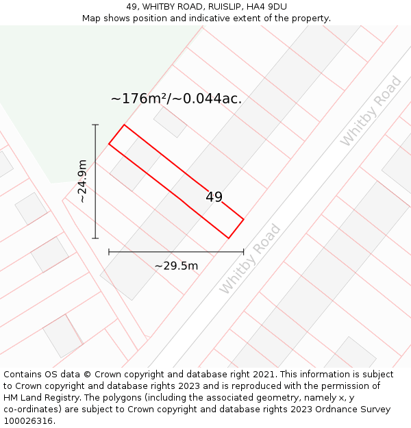 49, WHITBY ROAD, RUISLIP, HA4 9DU: Plot and title map