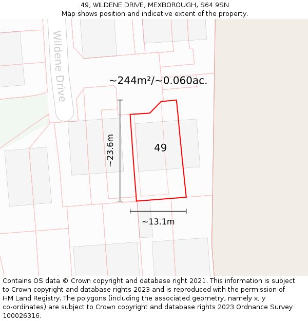 49, WILDENE DRIVE, MEXBOROUGH, S64 9SN: Plot and title map