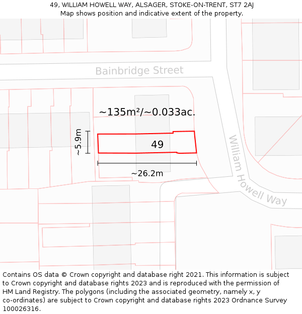 49, WILLIAM HOWELL WAY, ALSAGER, STOKE-ON-TRENT, ST7 2AJ: Plot and title map