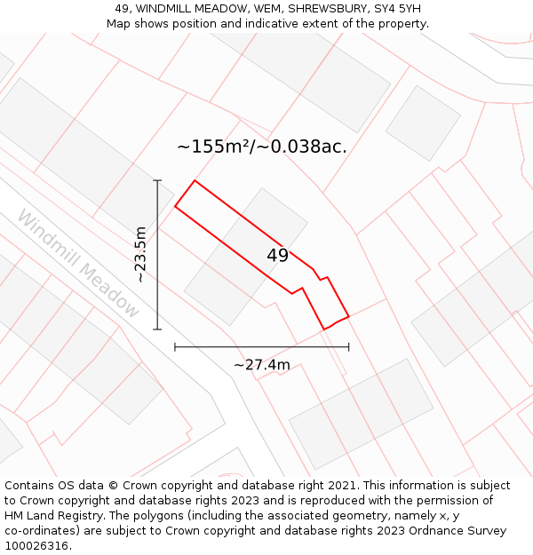 49, WINDMILL MEADOW, WEM, SHREWSBURY, SY4 5YH: Plot and title map