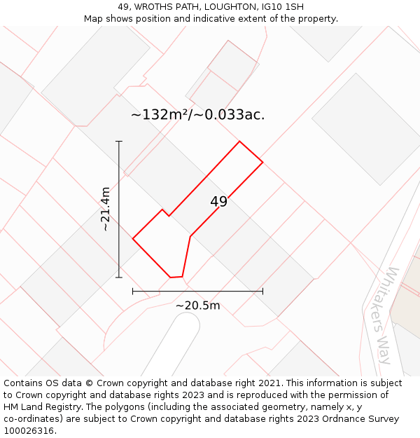 49, WROTHS PATH, LOUGHTON, IG10 1SH: Plot and title map