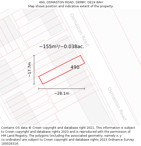 490, OSMASTON ROAD, DERBY, DE24 8AH: Plot and title map