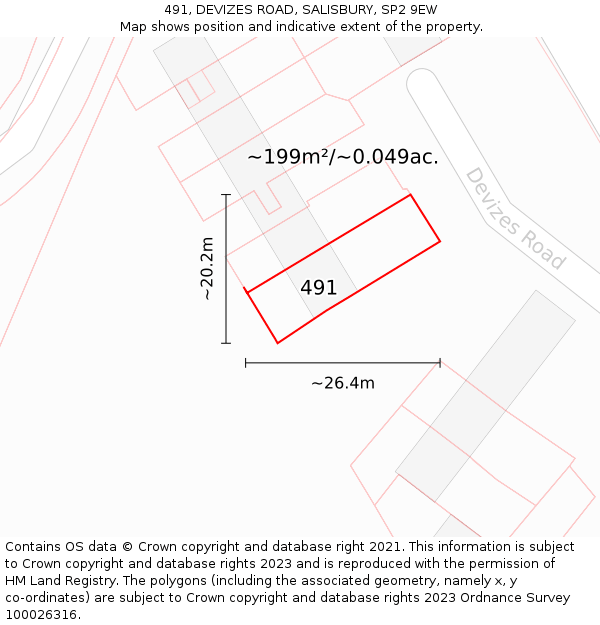 491, DEVIZES ROAD, SALISBURY, SP2 9EW: Plot and title map