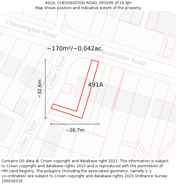 491A, CHESSINGTON ROAD, EPSOM, KT19 9JH: Plot and title map