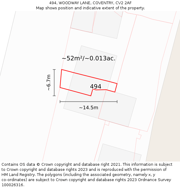 494, WOODWAY LANE, COVENTRY, CV2 2AF: Plot and title map