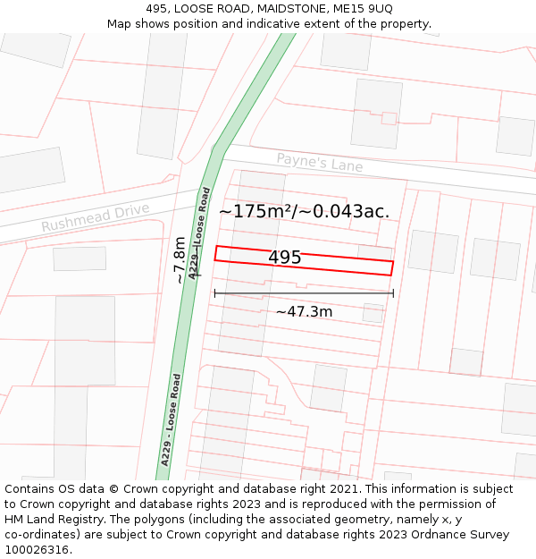 495, LOOSE ROAD, MAIDSTONE, ME15 9UQ: Plot and title map