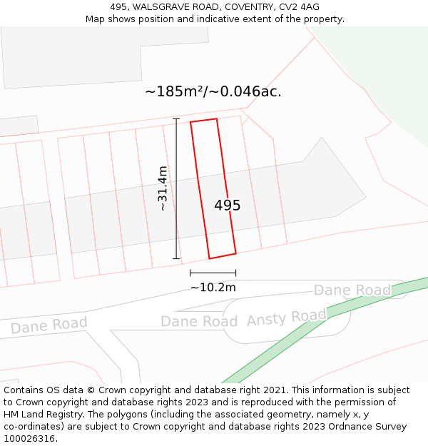 495, WALSGRAVE ROAD, COVENTRY, CV2 4AG: Plot and title map