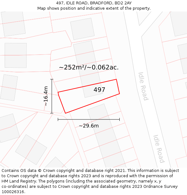 497, IDLE ROAD, BRADFORD, BD2 2AY: Plot and title map
