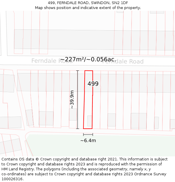 499, FERNDALE ROAD, SWINDON, SN2 1DF: Plot and title map