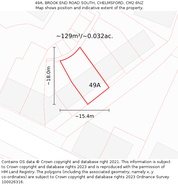 49A, BROOK END ROAD SOUTH, CHELMSFORD, CM2 6NZ: Plot and title map