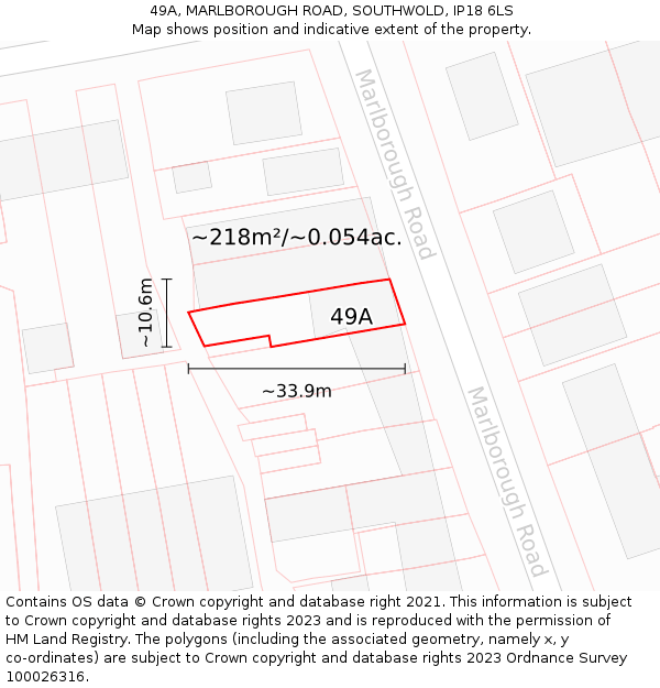 49A, MARLBOROUGH ROAD, SOUTHWOLD, IP18 6LS: Plot and title map