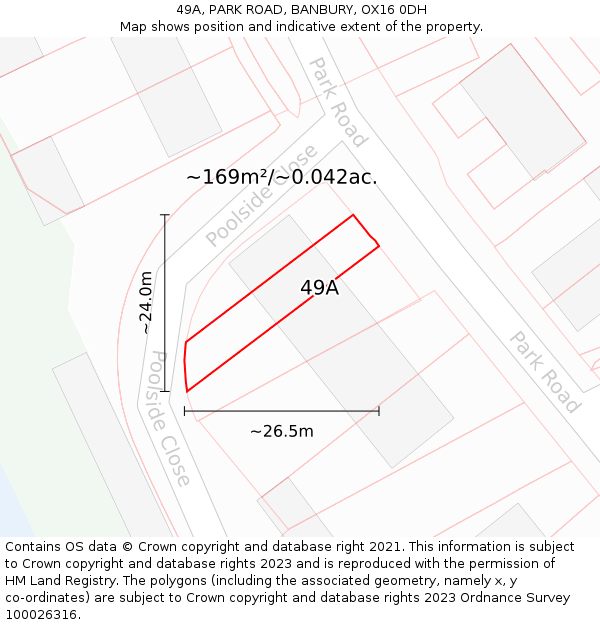 49A, PARK ROAD, BANBURY, OX16 0DH: Plot and title map