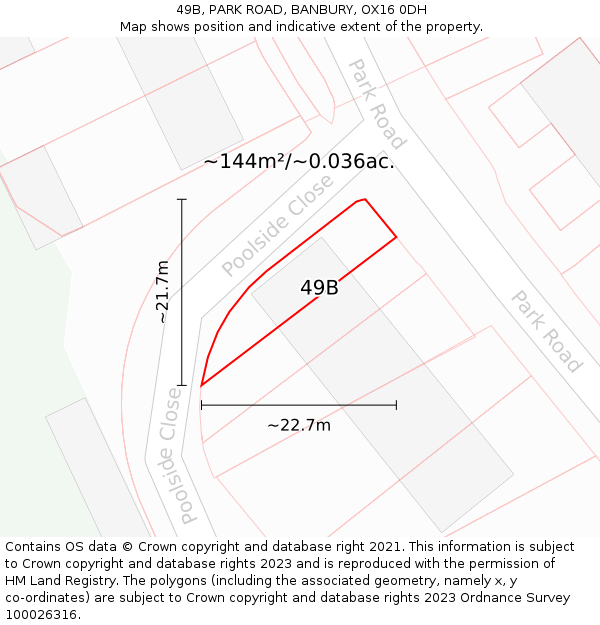 49B, PARK ROAD, BANBURY, OX16 0DH: Plot and title map