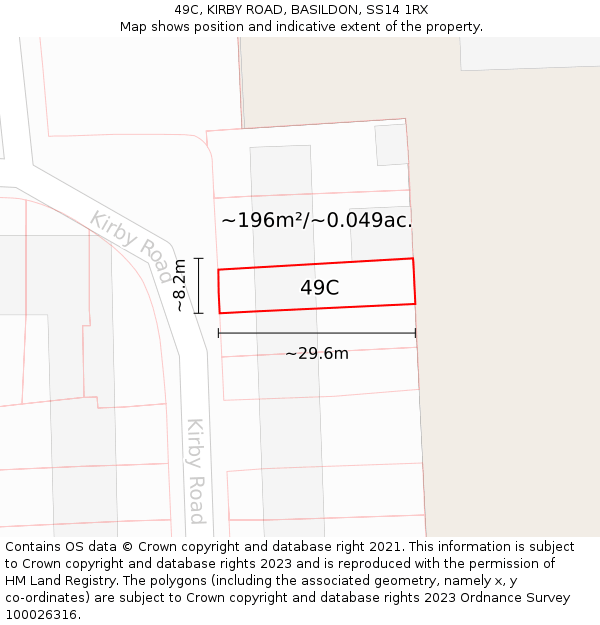49C, KIRBY ROAD, BASILDON, SS14 1RX: Plot and title map