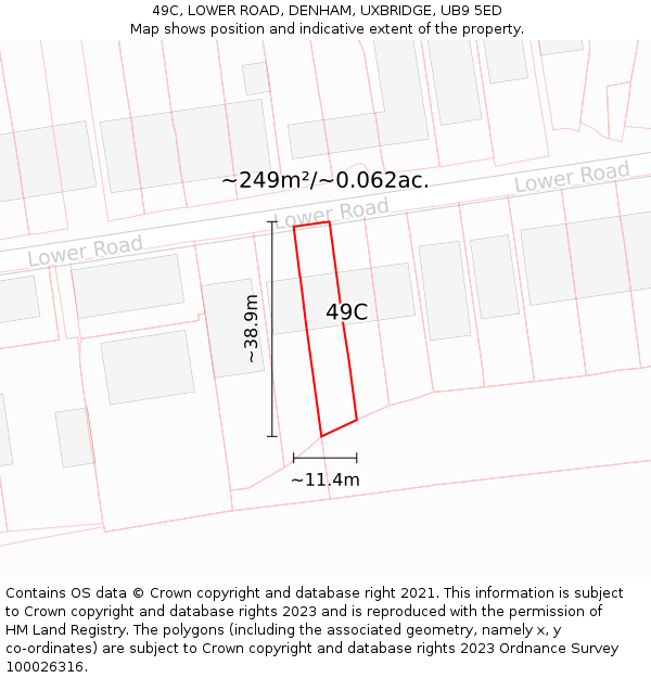 49C, LOWER ROAD, DENHAM, UXBRIDGE, UB9 5ED: Plot and title map