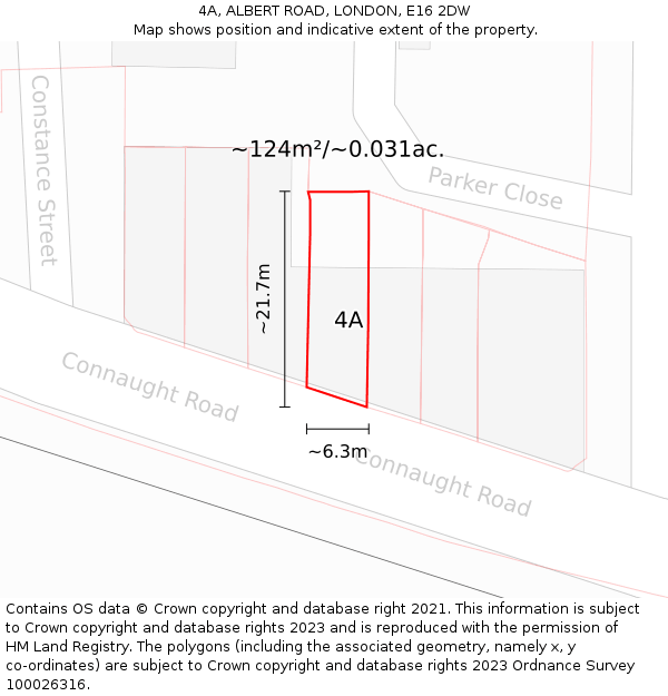 4A, ALBERT ROAD, LONDON, E16 2DW: Plot and title map