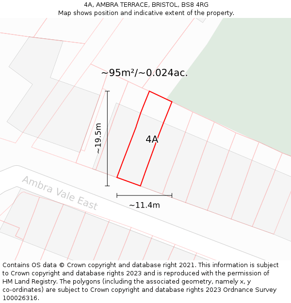 4A, AMBRA TERRACE, BRISTOL, BS8 4RG: Plot and title map