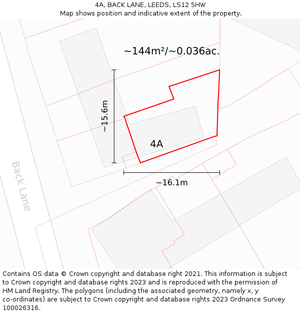 4A, BACK LANE, LEEDS, LS12 5HW: Plot and title map
