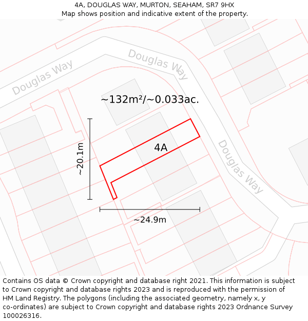 4A, DOUGLAS WAY, MURTON, SEAHAM, SR7 9HX: Plot and title map