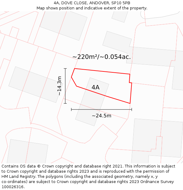 4A, DOVE CLOSE, ANDOVER, SP10 5PB: Plot and title map