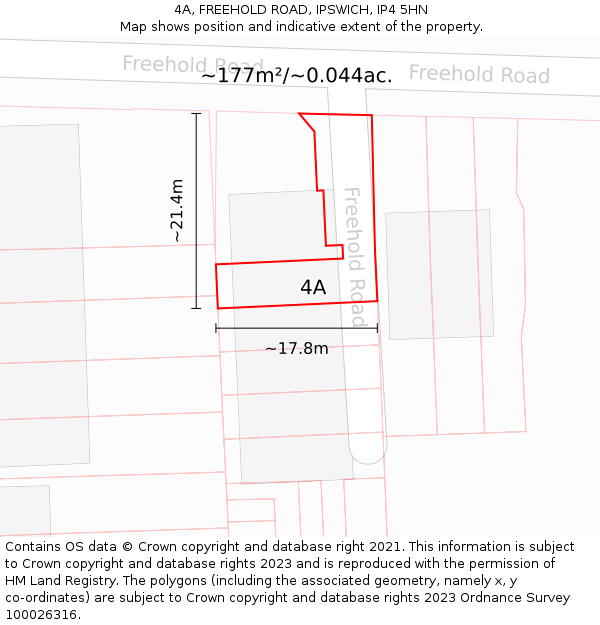 4A, FREEHOLD ROAD, IPSWICH, IP4 5HN: Plot and title map