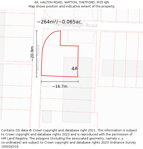 4A, HALTON ROAD, WATTON, THETFORD, IP25 6JN: Plot and title map