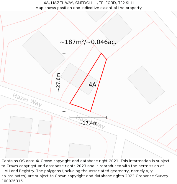 4A, HAZEL WAY, SNEDSHILL, TELFORD, TF2 9HH: Plot and title map