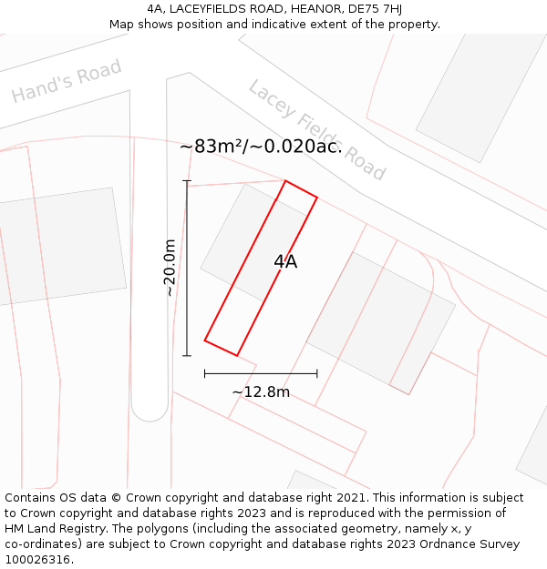 4A, LACEYFIELDS ROAD, HEANOR, DE75 7HJ: Plot and title map