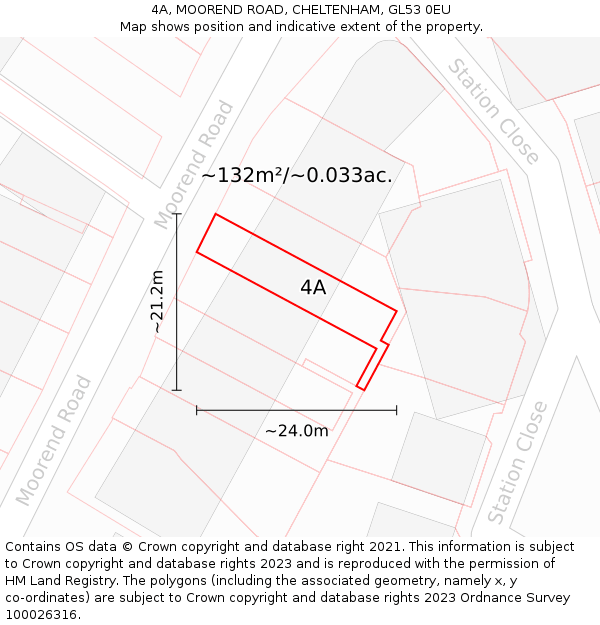 4A, MOOREND ROAD, CHELTENHAM, GL53 0EU: Plot and title map