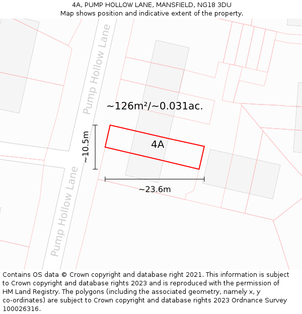 4A, PUMP HOLLOW LANE, MANSFIELD, NG18 3DU: Plot and title map