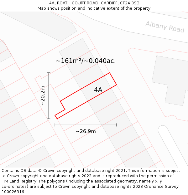 4A, ROATH COURT ROAD, CARDIFF, CF24 3SB: Plot and title map