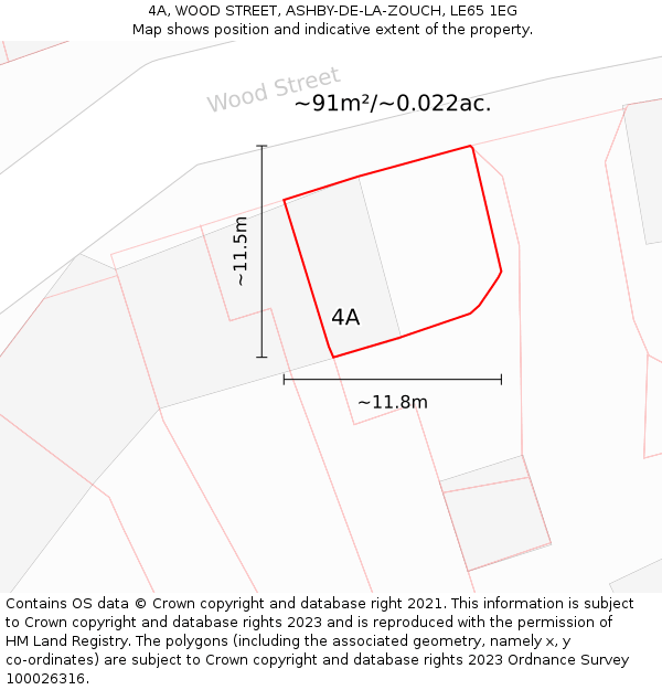 4A, WOOD STREET, ASHBY-DE-LA-ZOUCH, LE65 1EG: Plot and title map