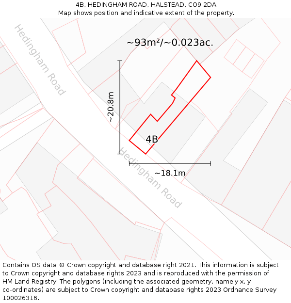 4B, HEDINGHAM ROAD, HALSTEAD, CO9 2DA: Plot and title map