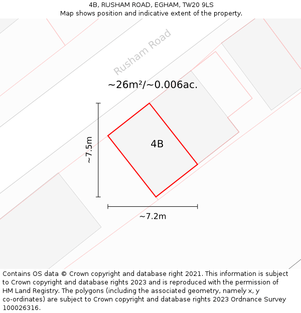 4B, RUSHAM ROAD, EGHAM, TW20 9LS: Plot and title map