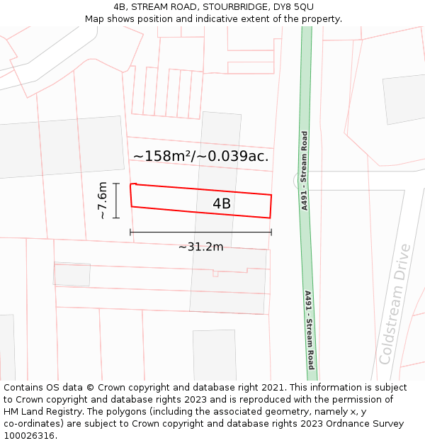 4B, STREAM ROAD, STOURBRIDGE, DY8 5QU: Plot and title map