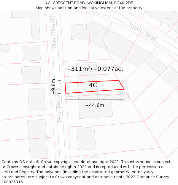 4C, CRESCENT ROAD, WOKINGHAM, RG40 2DB: Plot and title map