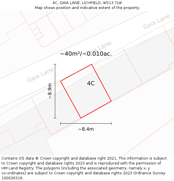 4C, GAIA LANE, LICHFIELD, WS13 7LW: Plot and title map