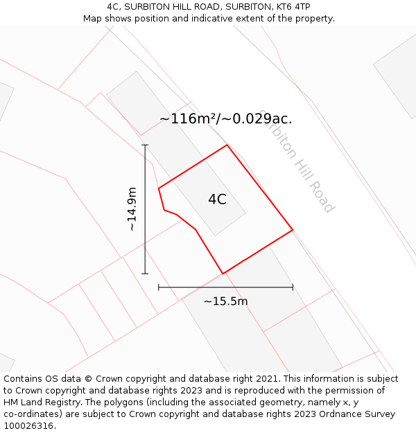 4C, SURBITON HILL ROAD, SURBITON, KT6 4TP: Plot and title map