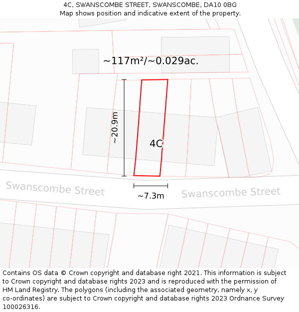 4C, SWANSCOMBE STREET, SWANSCOMBE, DA10 0BG: Plot and title map