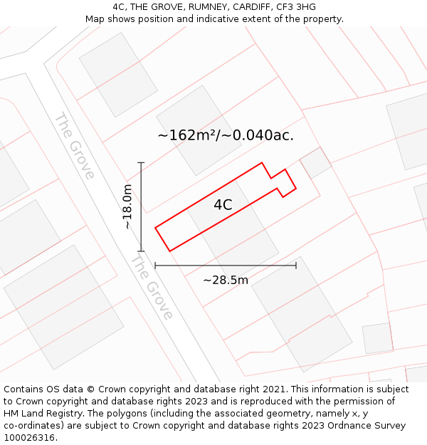 4C, THE GROVE, RUMNEY, CARDIFF, CF3 3HG: Plot and title map