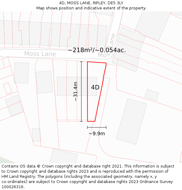4D, MOSS LANE, RIPLEY, DE5 3LY: Plot and title map