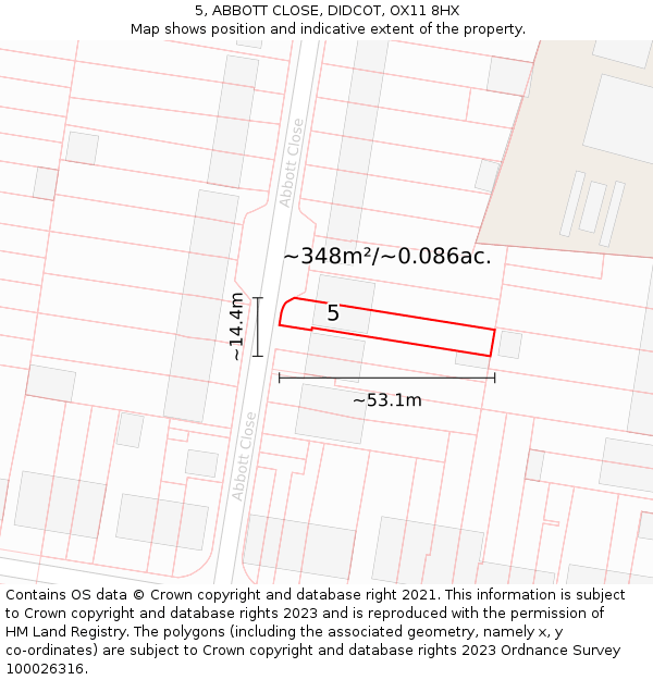 5, ABBOTT CLOSE, DIDCOT, OX11 8HX: Plot and title map