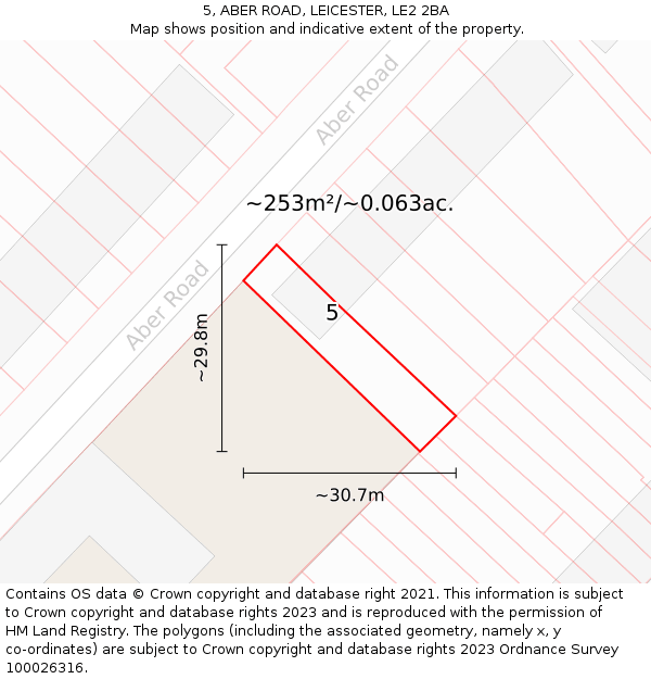 5, ABER ROAD, LEICESTER, LE2 2BA: Plot and title map