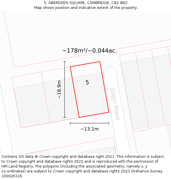 5, ABERDEEN SQUARE, CAMBRIDGE, CB2 8BZ: Plot and title map