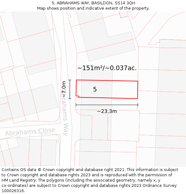 5, ABRAHAMS WAY, BASILDON, SS14 3QH: Plot and title map