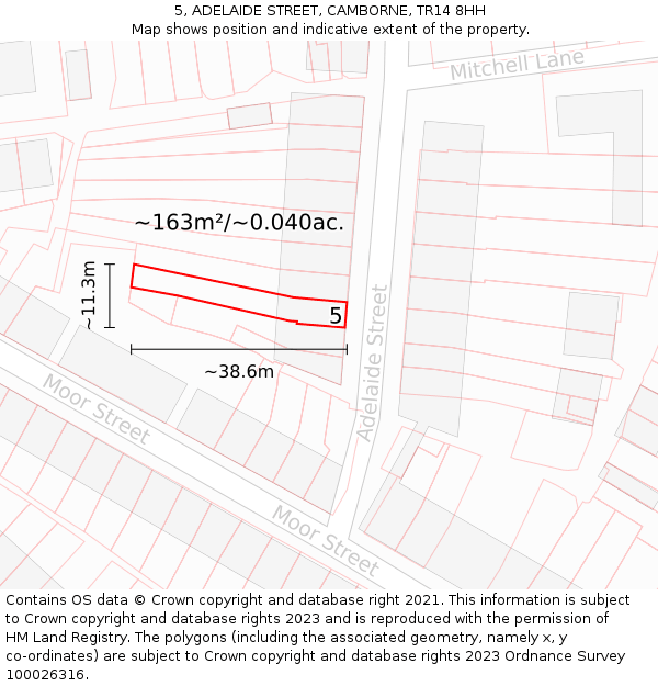5, ADELAIDE STREET, CAMBORNE, TR14 8HH: Plot and title map